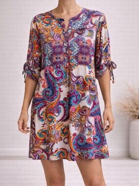 Fig and Flower Multicolor Patterned Dress